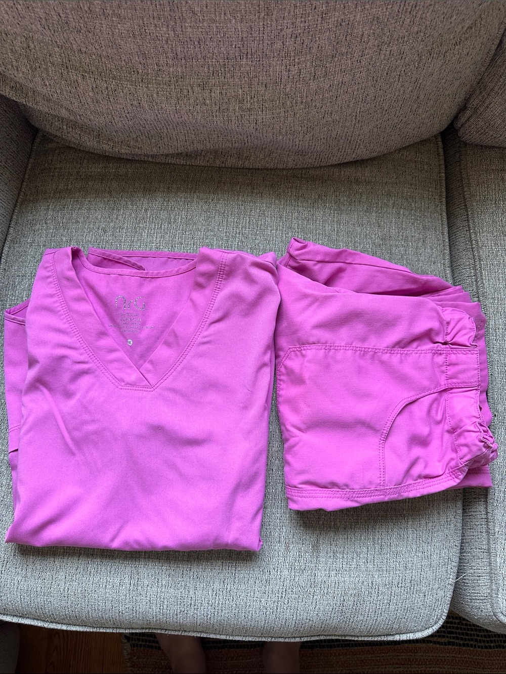 NRG Women's Pink V-Neck Scrub Top and Drawstring Pants Set